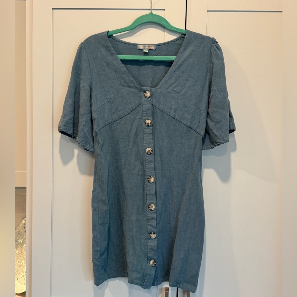 Good Luck Gem Blue Button-Up Dress